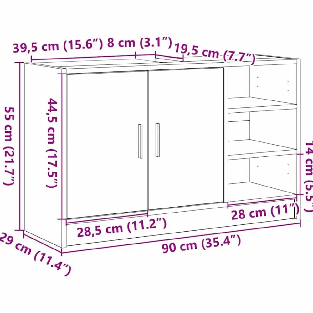 vidaXL Conjuntos De Muebles-Mueble de Cuarto de Baño 90 x 29 x 55 cm