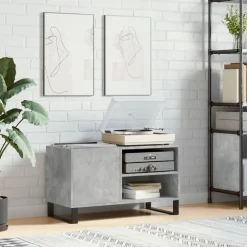 vidaXL Armarios Y Almacenamiento-Mueble de discos madera de ingeniería gris hormigón 85x38x48 cm