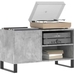 vidaXL Armarios Y Almacenamiento-Mueble de discos madera de ingeniería gris hormigón 85x38x48 cm