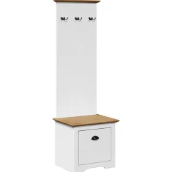 vidaXL Mueble de entrada con ganchos BODO blanco y marrón 50x40x157 cm Blanco y marr&oacute;n Hot