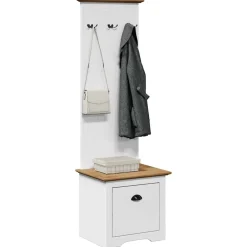 vidaXL Mueble de entrada con ganchos BODO blanco y marrón 50x40x157 cm Blanco y marr&oacute;n Hot