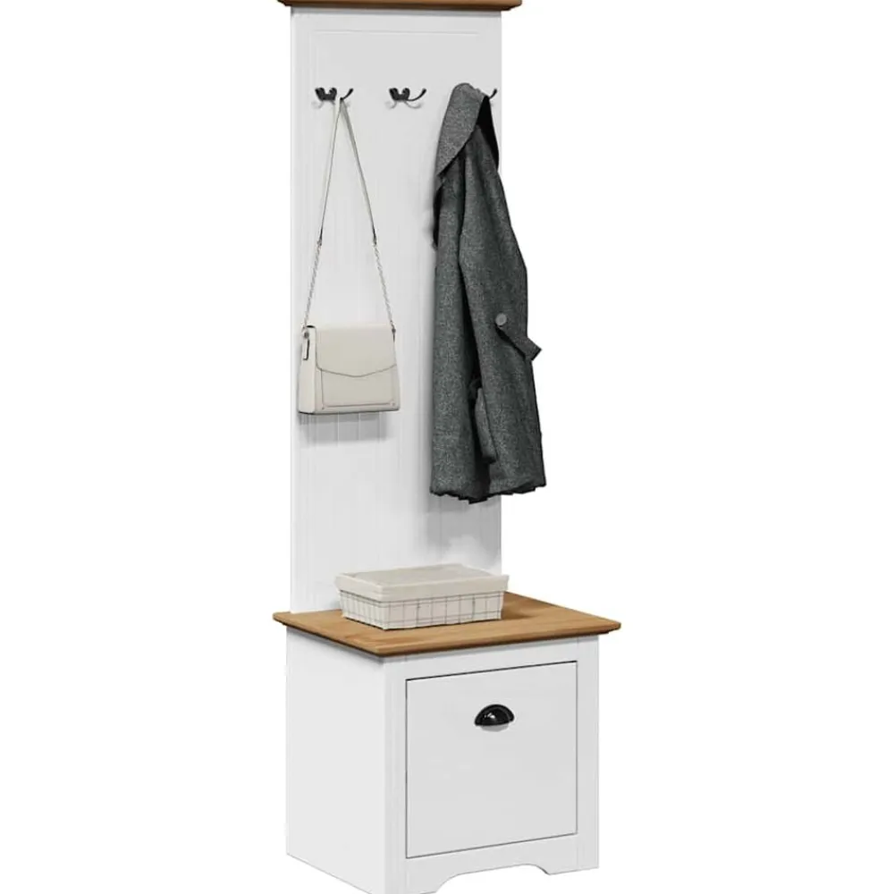 vidaXL Mueble de entrada con ganchos BODO blanco y marrón 50x40x157 cm Blanco y marrón Hot