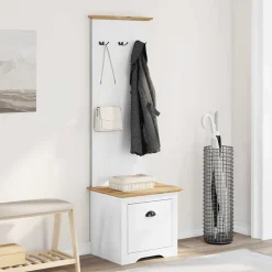 vidaXL Mueble de entrada con ganchos BODO blanco y marrón 50x40x157 cm Blanco y marrón Hot