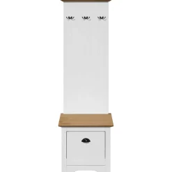 vidaXL Mueble de entrada con ganchos BODO blanco y marrón 50x40x157 cm Blanco y marrón Hot