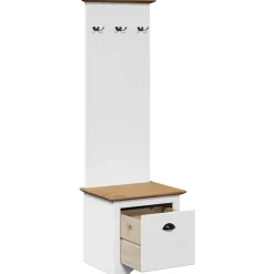 vidaXL Mueble de entrada con ganchos BODO blanco y marrón 50x40x157 cm Blanco y marrón Hot