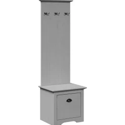 vidaXL Mueble de entrada con ganchos BODO 50x40x157 cm Gris Clearance