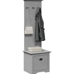 vidaXL Mueble de entrada con ganchos BODO 50x40x157 cm Gris Clearance
