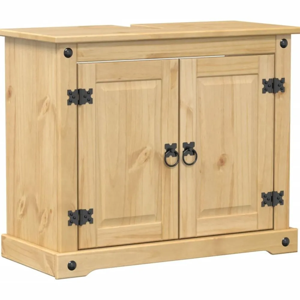 vidaXL Mueble de lavabo de baño Corona madera maciza pino 73x33x60 cm Cera de miel Outlet