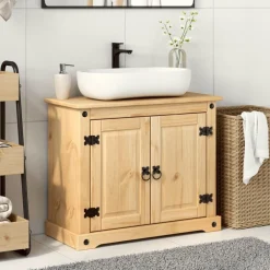 vidaXL Mueble de lavabo de baño Corona madera maciza pino 73x33x60 cm Cera de miel Outlet
