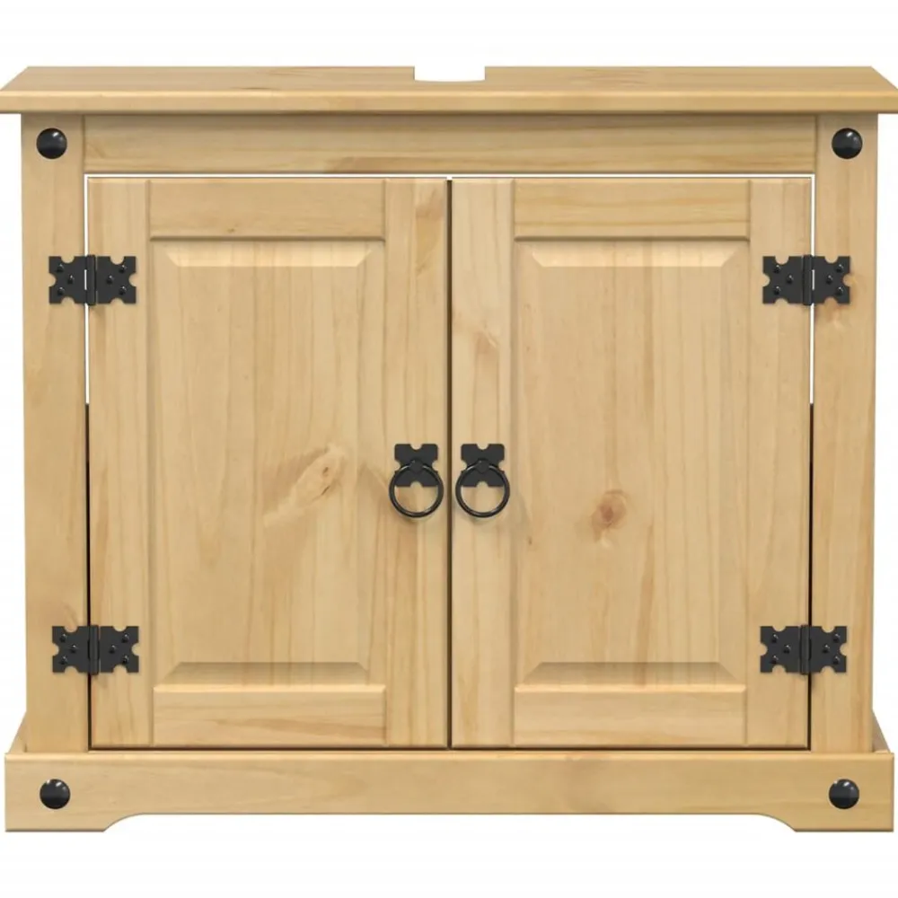 vidaXL Mueble de lavabo de baño Corona madera maciza pino 73x33x60 cm Cera de miel Outlet