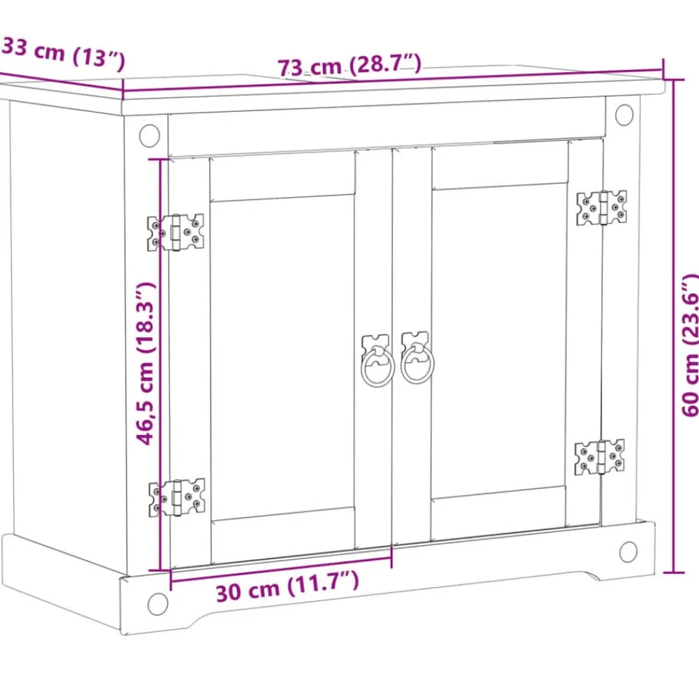 vidaXL Mueble de lavabo de baño Corona madera maciza pino 73x33x60 cm Cera de miel Outlet