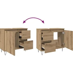vidaXL Mueble de lavabo madera de ingeniería 65x33x60 cm Roble artisan Best
