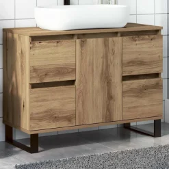 vidaXL Mueble de lavabo madera de ingeniería 80x33x60 cm Roble artisan Sale