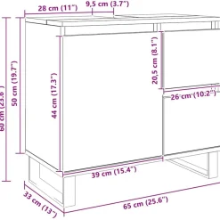 vidaXL Conjuntos De Muebles-Mueble de lavabo madera de ingeniería 65x33x60 cm