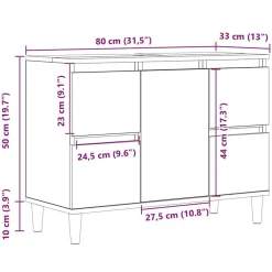vidaXL Armarios Y Almacenamiento-Mueble de lavabo madera ingeniería 80x33x60 cm