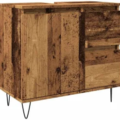 vidaXL Conjuntos De Muebles-Mueble de lavabo madera de ingeniería envejecida 65x33x60 cm