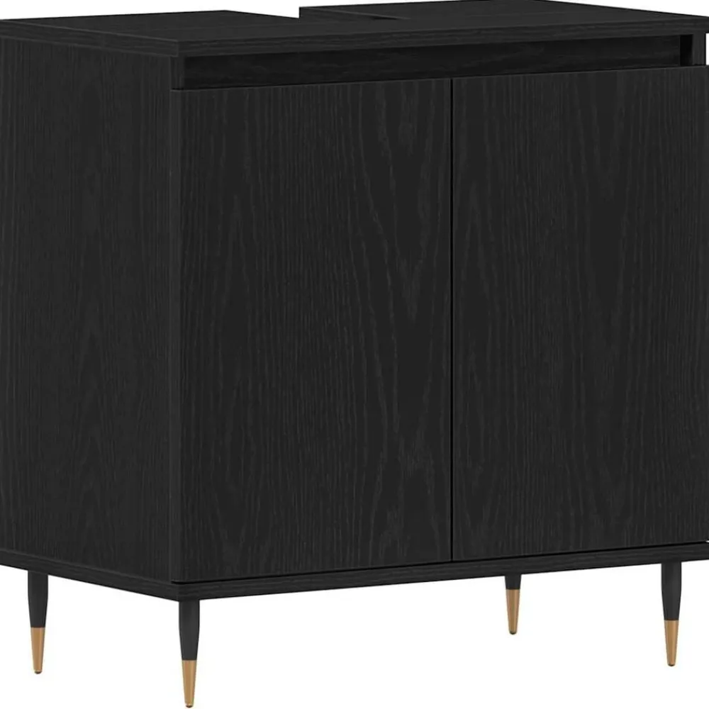 vidaXL Mueble de lavabo para baño 58 x 33 x 60 cm Roble negro Discount
