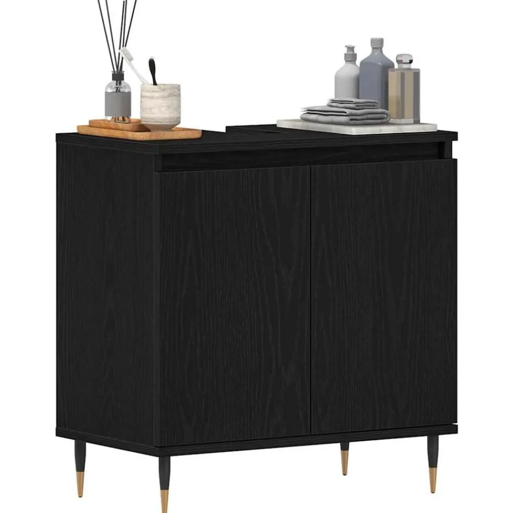 vidaXL Mueble de lavabo para baño 58 x 33 x 60 cm Roble negro Discount