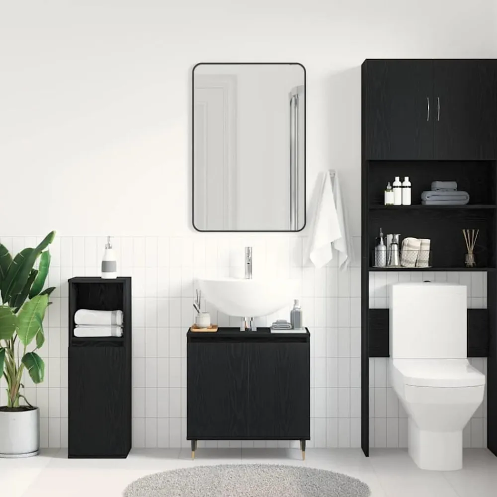 vidaXL Mueble de lavabo para baño 58 x 33 x 60 cm Roble negro Discount