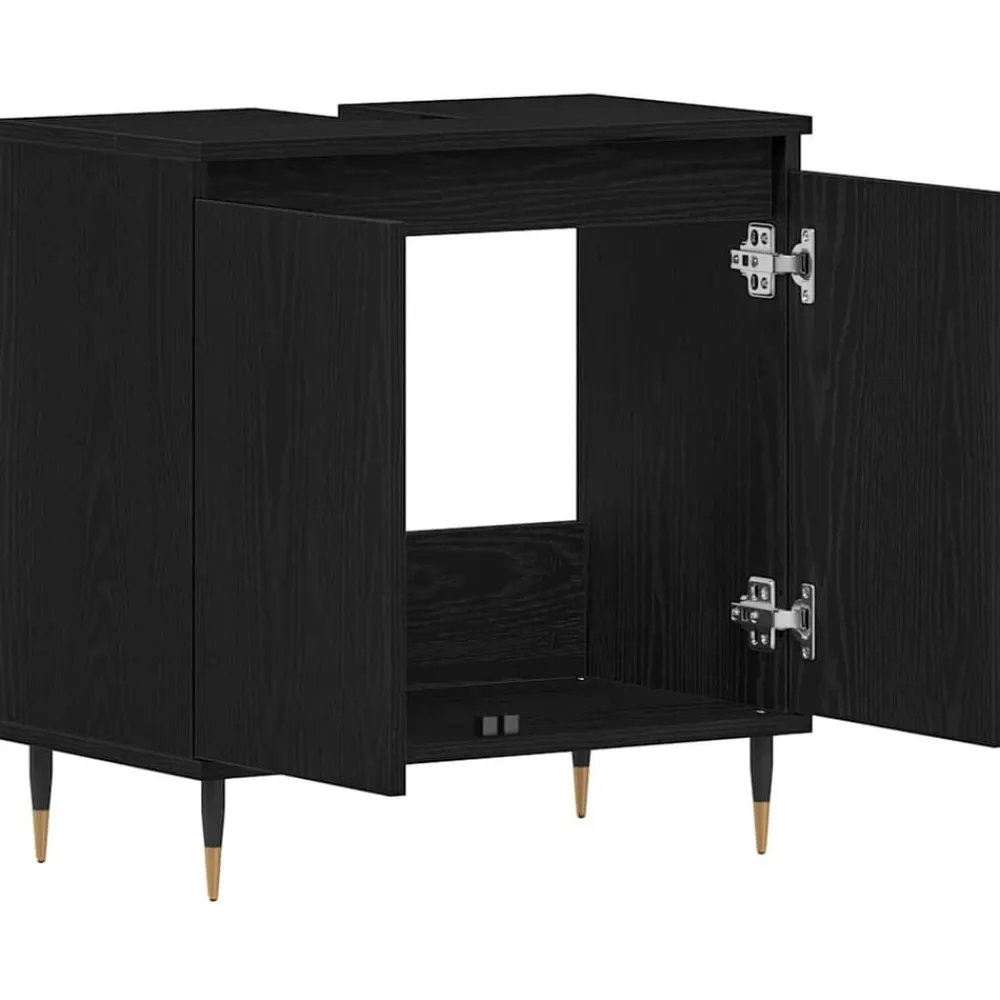 vidaXL Mueble de lavabo para baño 58 x 33 x 60 cm Roble negro Discount
