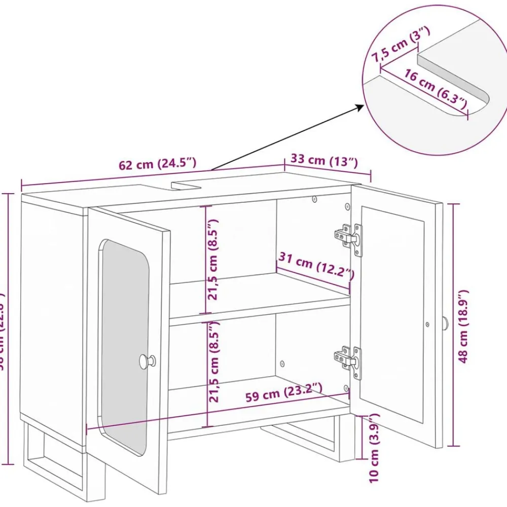 vidaXL Mueble de lavabo para baño con estante Marrón 62 x 33 x 58 cm Outlet
