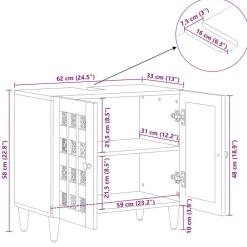 vidaXL Conjuntos De Muebles-Mueble de lavabo para baño con puerta 62 x 33 x 58 cm