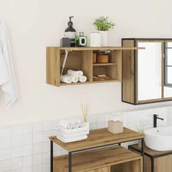 vidaXL Mueble de pared baño madera ingeniería 60x25x30cm Roble artisan Online