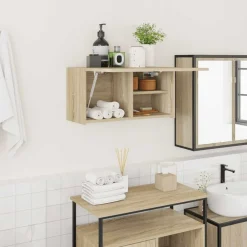 vidaXL Mueble de pared baño madera ingeniería 60x25x30 cm Roble Sonoma Best