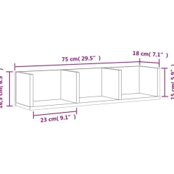vidaXL Mueble de pared madera ingeniería 75x18x16,5 cm Gris sonoma New