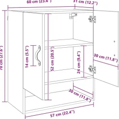 vidaXL Armarios Y Almacenamiento-Mueble de pared 60 x 31 x 70 cm