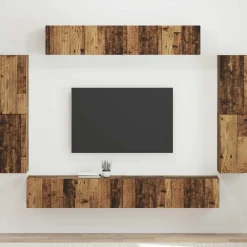 vidaXL Mueble de TV 8 pcs Madera vieja Madera envejecida New