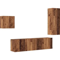 vidaXL Mueble de TV 4 pcs Madera de ingeniería Madera envejecida Clearance