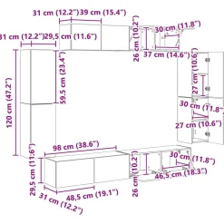 vidaXL Muebles Tv-Mueble de TV 8 pcs