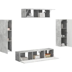 vidaXL Mueble de TV 5 pcs Gris Concreto Gris hormig&oacute;n Online