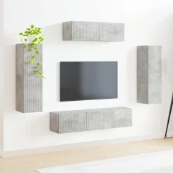 vidaXL Mueble de TV 5 pcs Gris Concreto Gris hormig&oacute;n Online