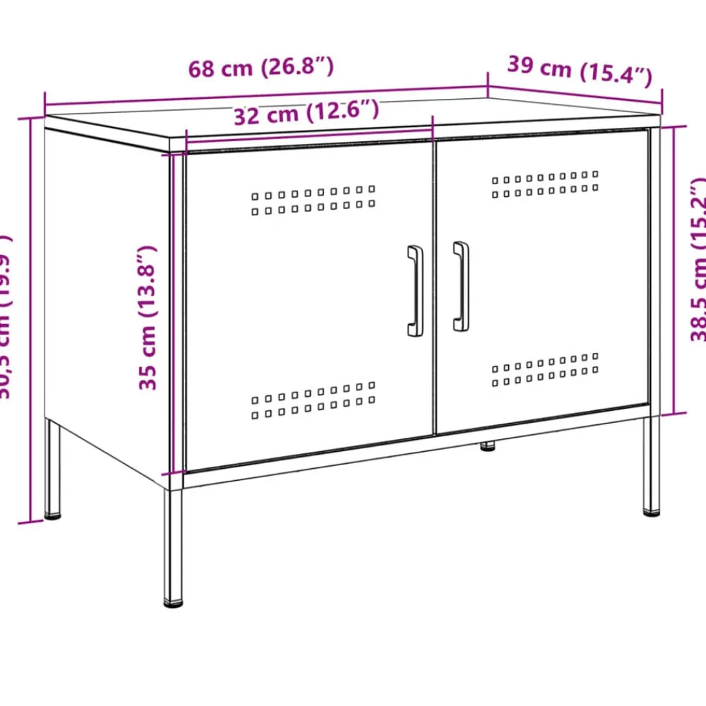 vidaXL Mueble de TV acero gris 68x39x50,5 cm Antracita Outlet