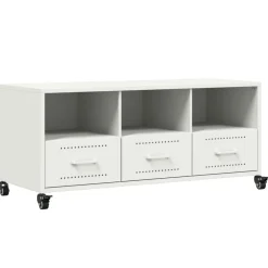 vidaXL Mueble de TV acero 100,5x39x43,5 cm Blanco Discount