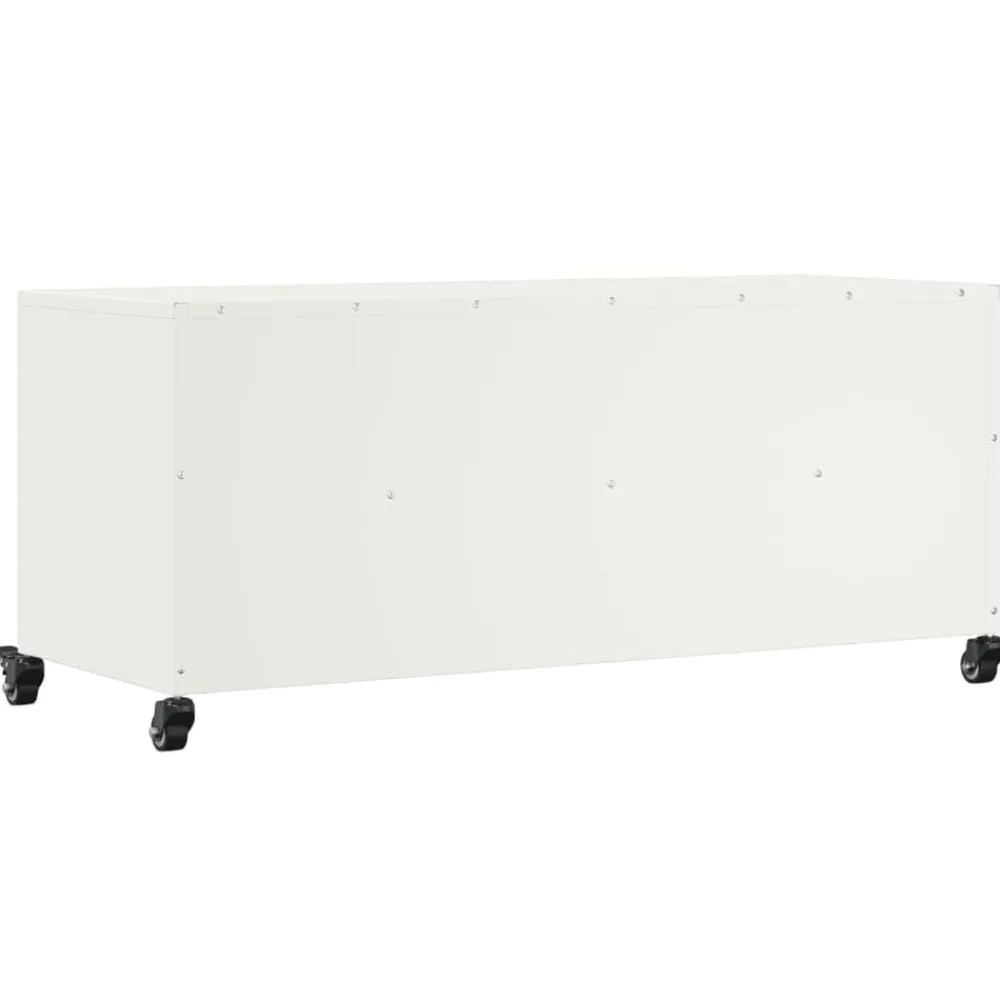 vidaXL Mueble de TV acero 100,5x39x43,5 cm Blanco Discount