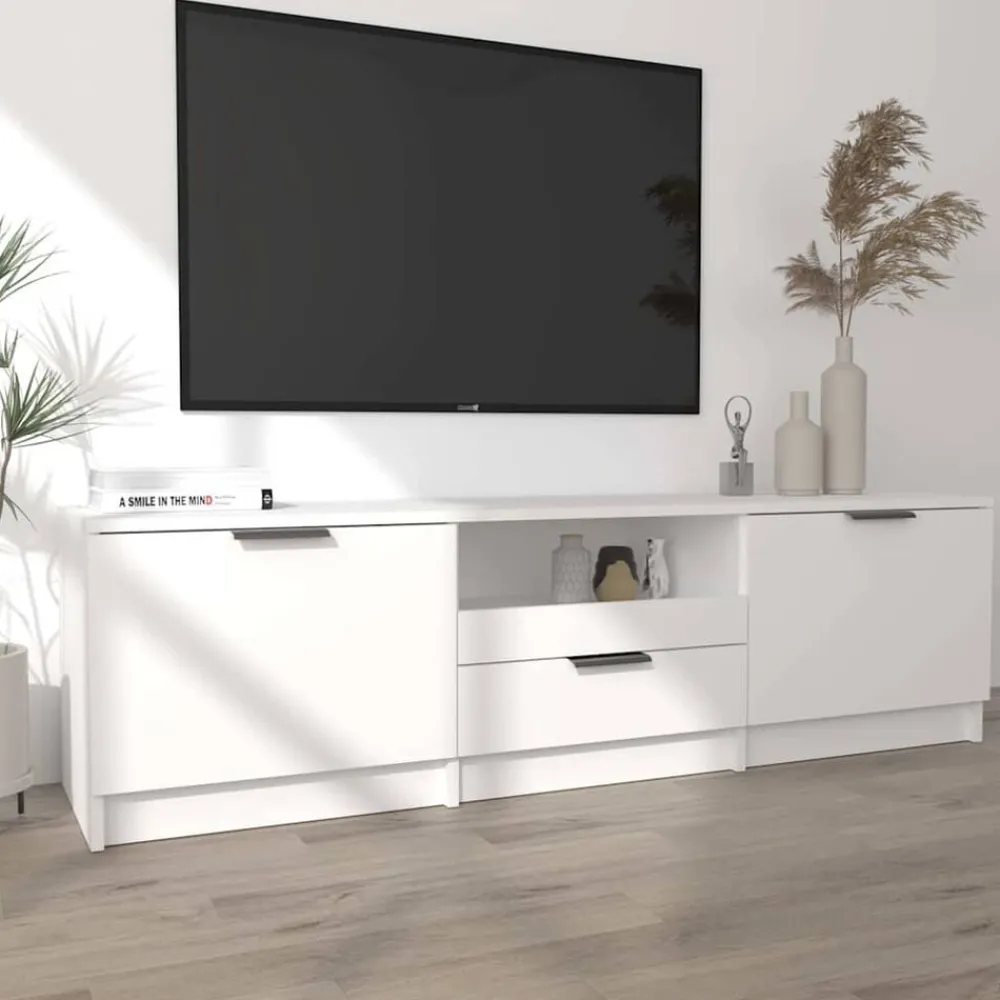vidaXL Mueble de TV 140x35x40 cm madera de ingeniería Blanco