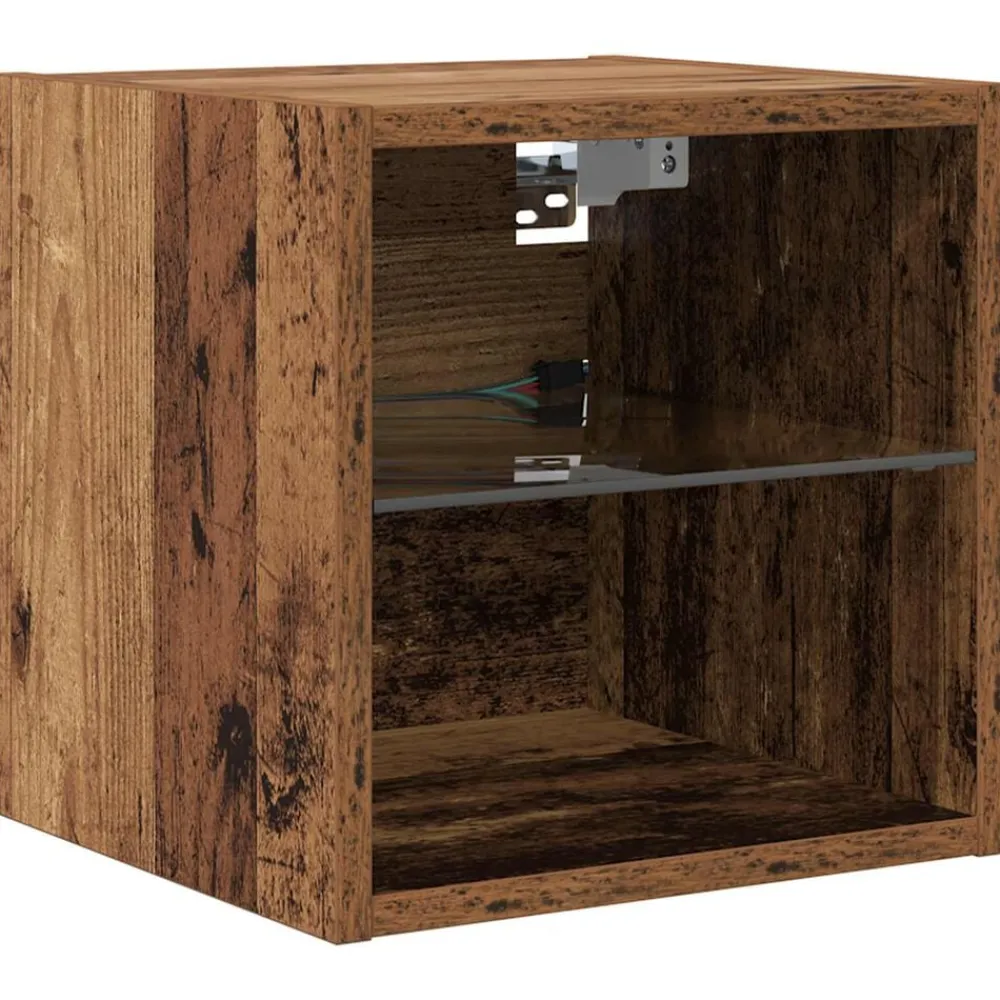vidaXL Mueble de TV con cajón 8 pcs Cristal Madera envejecida Best