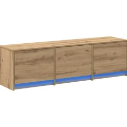 vidaXL Mueble de TV con LED con cajón 140 x 34 x 40 cm Roble artesanal Discount