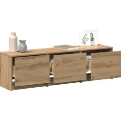 vidaXL Mueble de TV con LED con cajón 140 x 34 x 40 cm Roble artesanal Discount