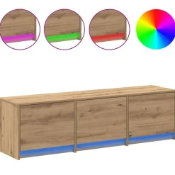 vidaXL Mueble de TV con LED con cajón 140 x 34 x 40 cm Roble artesanal Discount