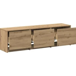 vidaXL Mueble de TV con LED con cajón 140 x 34 x 40 cm Roble artesanal Discount