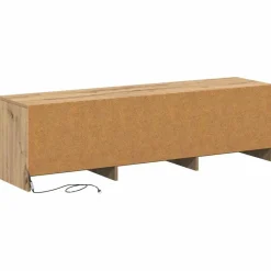 vidaXL Mueble de TV con LED con cajón 140 x 34 x 40 cm Roble artesanal Discount