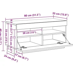vidaXL Muebles Tv-Mueble de TV con luces LED 80x35x40 cm