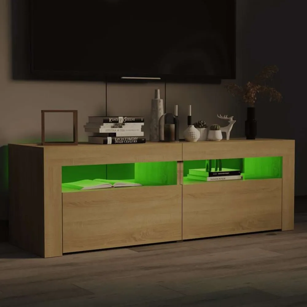 vidaXL Mueble de TV con luces LED 120x35x40 cm Roble Sonoma Outlet