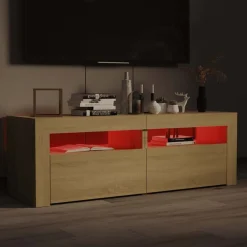 vidaXL Mueble de TV con luces LED 120x35x40 cm Roble Sonoma Outlet