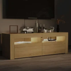 vidaXL Mueble de TV con luces LED 120x35x40 cm Roble Sonoma Outlet
