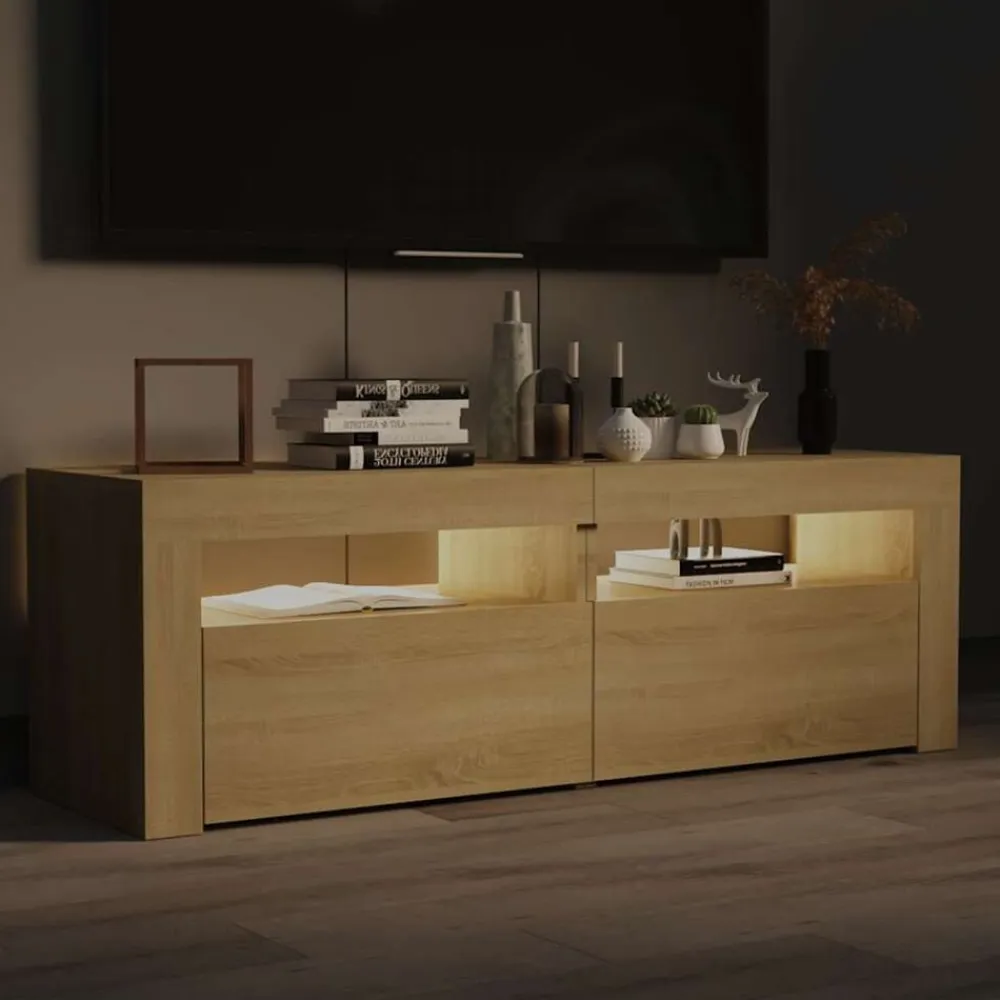 vidaXL Mueble de TV con luces LED 120x35x40 cm Roble Sonoma Outlet
